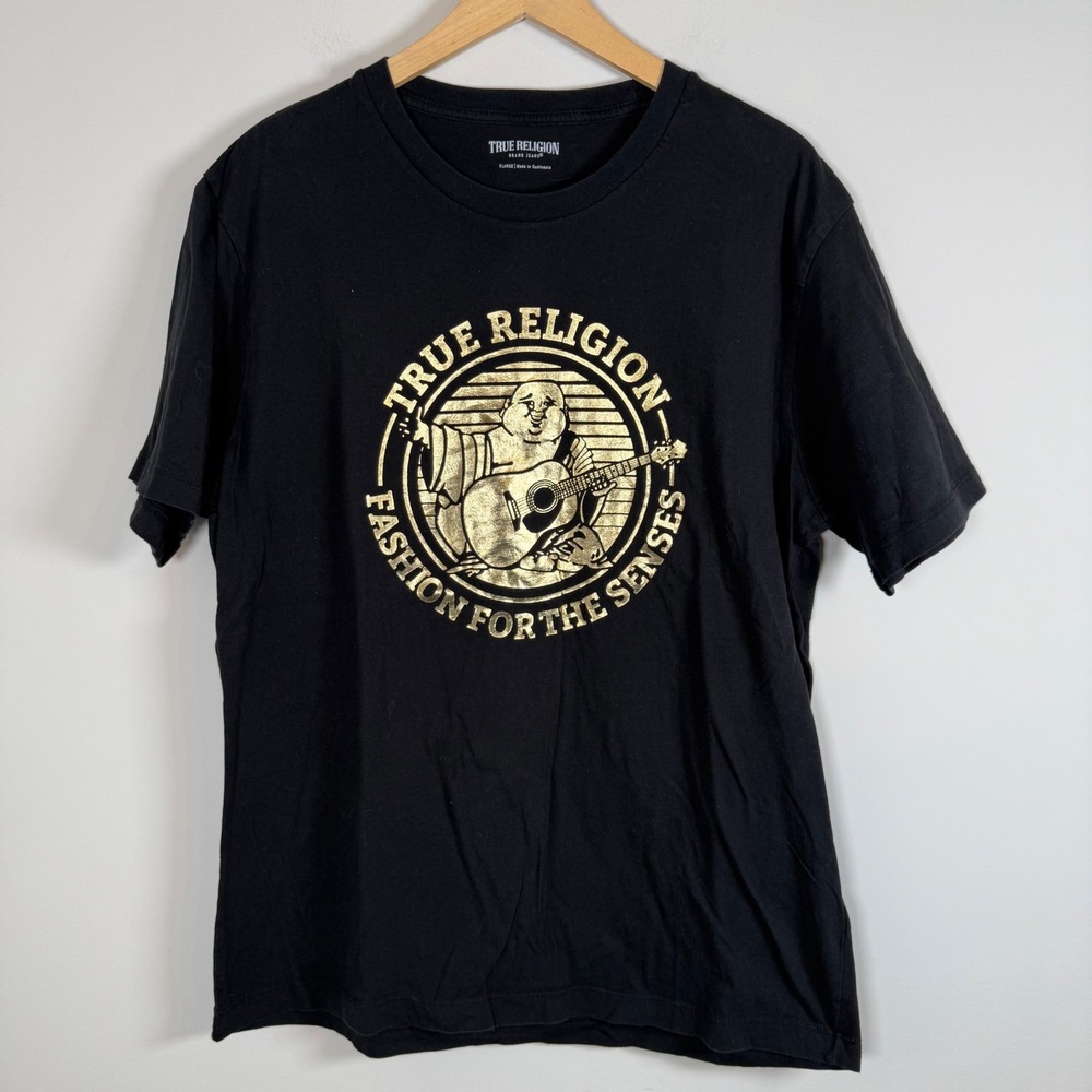 True Religion Men's Buddha‎ Guitar Graphic T Shirt Tee Top XL 100% Cotton LOGO